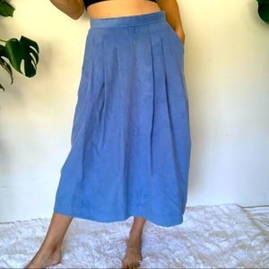 Vintage 8 Periwinkle Blue Corduroy Pleated Skirt